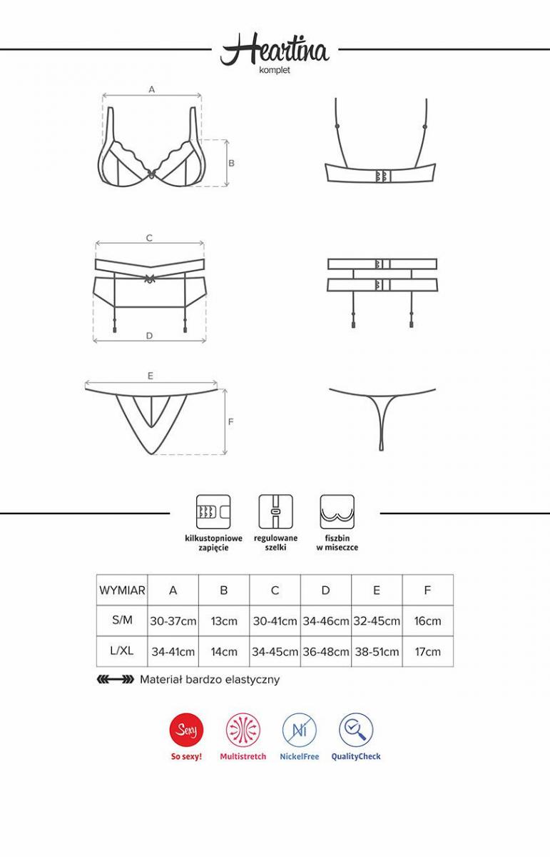 Komplet Obsessive Heartina Set 3-częściowy S-XL